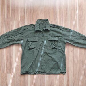 Croatian Military Olive Green Army Field Shirt Cotton Ripstop Sz 42 Medium Short